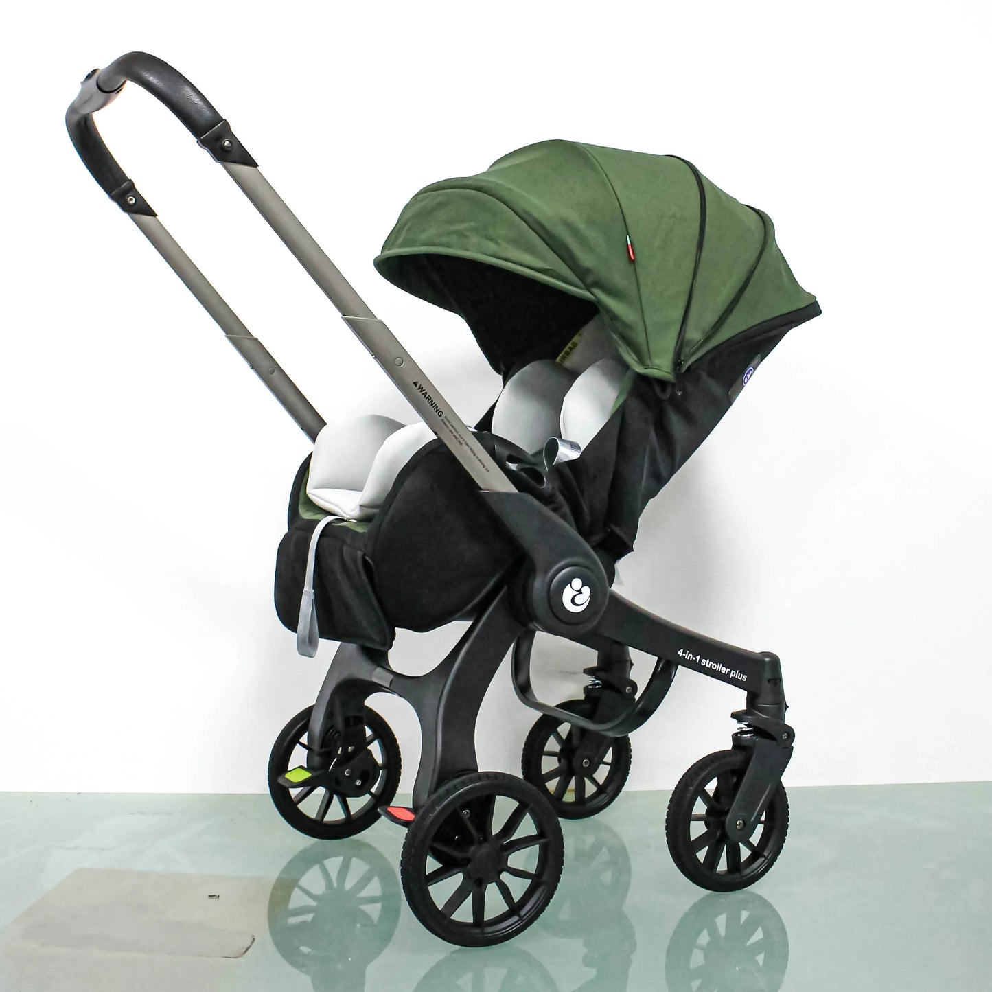 Kinderwagen - 4-in-1 Baby Stroller - Wandelwagen - Buggy - Twee Richtingen – Multifunctioneel – 3-in-1 Opvouwbaar – Lichtgewicht Reiswieg – ArmyGreen