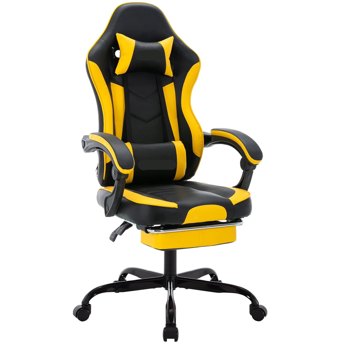 Gaming Stoel - Gamestoel - Bureaustoel - Computerstoel - Ergonomische Gaming Chair - PU Lederen Bureaustoel met Hoofdsteun & Lendensteun - voor Werk of Gamen - Geel