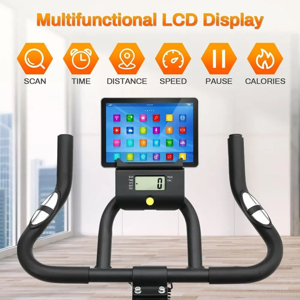 Hometrainer – Spinningfiets – Fitnessfiets – Ergometer – Binnenfiets – Verstelbaar Zadel & Armsteunen – 10 kg Vliegwiel & LCD-Display