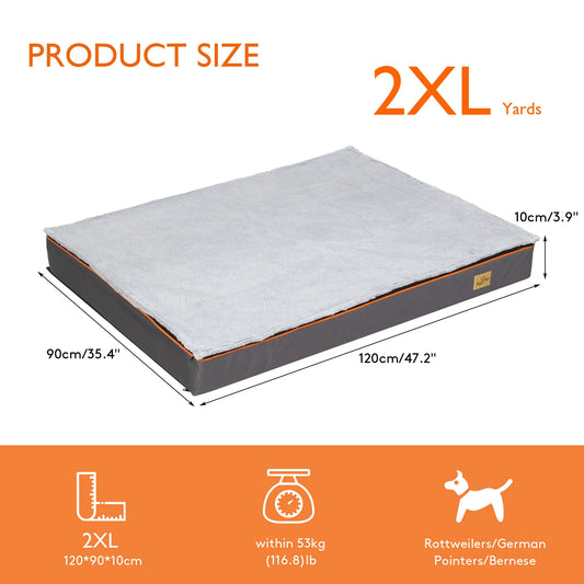 Hondenkussen - Hondenbed Orthopedisch - Gemaakt van Dikke Schuimkussen - Padded Pet Bed - met Wasbare en Waterdichte Hoes - Dubbel Extra Groot