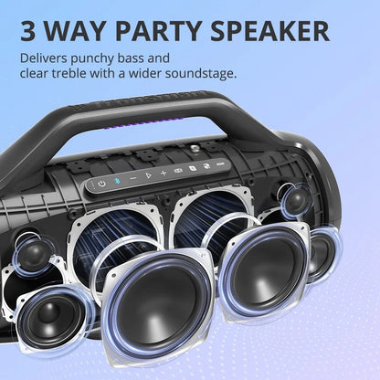 Draagbare Party Speaker – Bluetooth Speaker – Feest Speaker – Outdoor Speaker – Karaoke Speaker – 130W Vermogen – Spatwaterdicht Ontwerp
