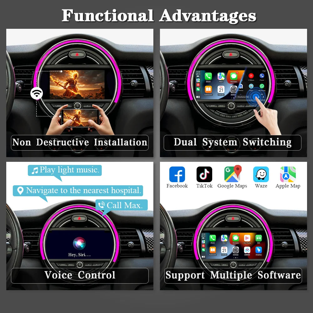 CarPlay Android Auto Decoder Box – Smart Adapter – Interface Module – Multimedia Connector – Infotainment Upgrade – Compatibel met BMW Mini R55-F55 – Eenvoudige Plug-and-Play Installatie – Draadloze Connectiviteit - QUORE