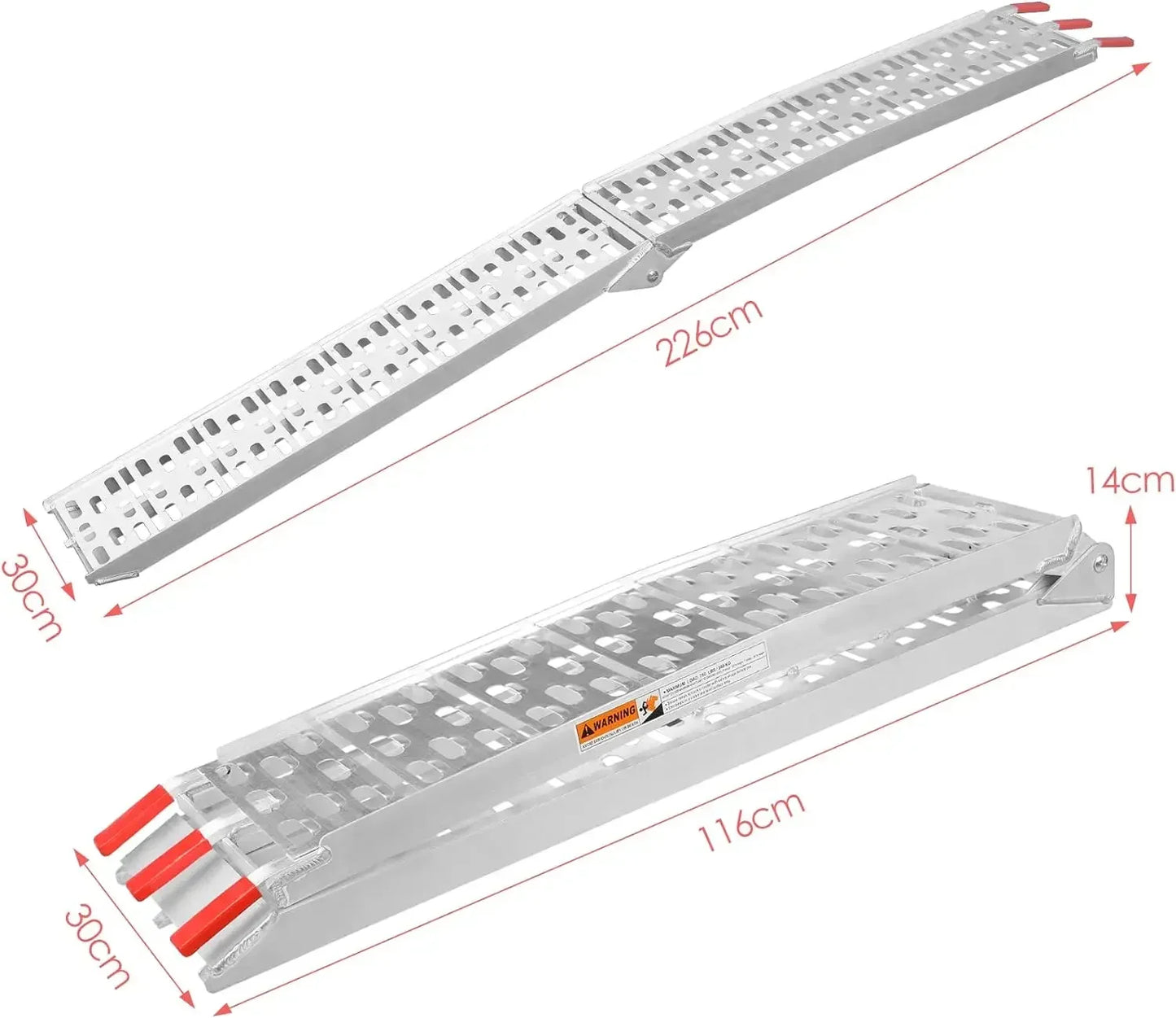 Opvouwbare Aluminium Oprijplaat – Oprijbaan – Laadplank – Laadrooster – Laadhelling – Maximaal Draagvermogen 680kg – Antislip Oppervlak