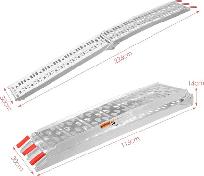 Opvouwbare Aluminium Oprijplaat – Oprijbaan – Laadplank – Laadrooster – Laadhelling – Maximaal Draagvermogen 680kg – Antislip Oppervlak