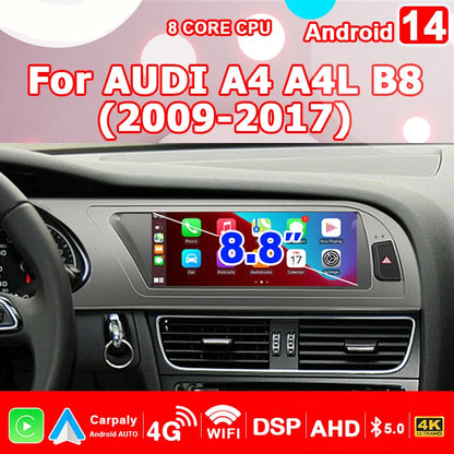 Autostereo – Autoradio – Multimedia Systeem – 2-DIN Radio – Touchscreen Navigatie – Android 14 – Draadloos CarPlay & 4G LTE