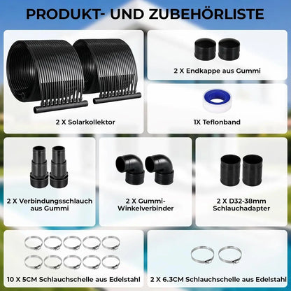 Zonnepaneel - Zwembadverwarming - Zonnepanelen - 500x75 cm - Weerbestendige PE Collector -  Efficiënte en Milieuvriendelijke Zwembadverwarming - QUORE