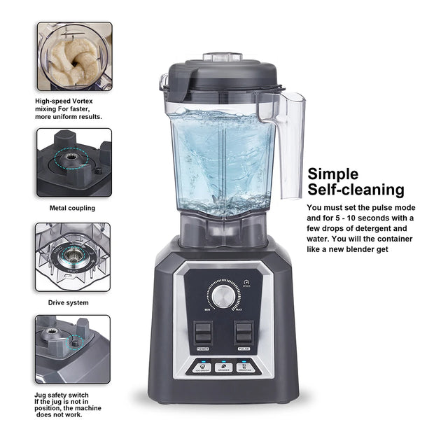 Slow Juicer - Juicer - Fruit and Vegetable Juicer - Juice Extractor - Heavy Duty - Commercial Grade - Timer Blender - Mixer - Juicer - Fruit Food Processor - Ice Smoothies - BPA FREE 2L Low Profile Jar - 39000RPM - 240V - 600ml