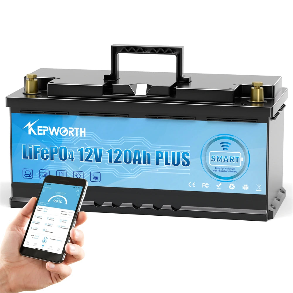 12V 120Ah LiFePO4 Batterij – Accu – Energieopslag – Lithium Accu – Solar Accu – Bluetooth Connectiviteit – 120A BMS Bescherming – Compact & Lichtgewicht - QUORE