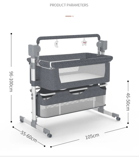 Elektrisch Babybed - Wieg - Co-Sleeping Functie – Verstelbare - Ledikant – Multifunctionele Cradle - Bassinet - Bluetooth - Khaki
