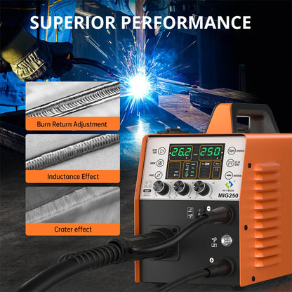 MIG250 Lasmachine – Lasmachine MIG TIG MMA – Lasapparaat – Lassen Machine – 200A Stroomsterkte – Dual Voltage 110V/220V