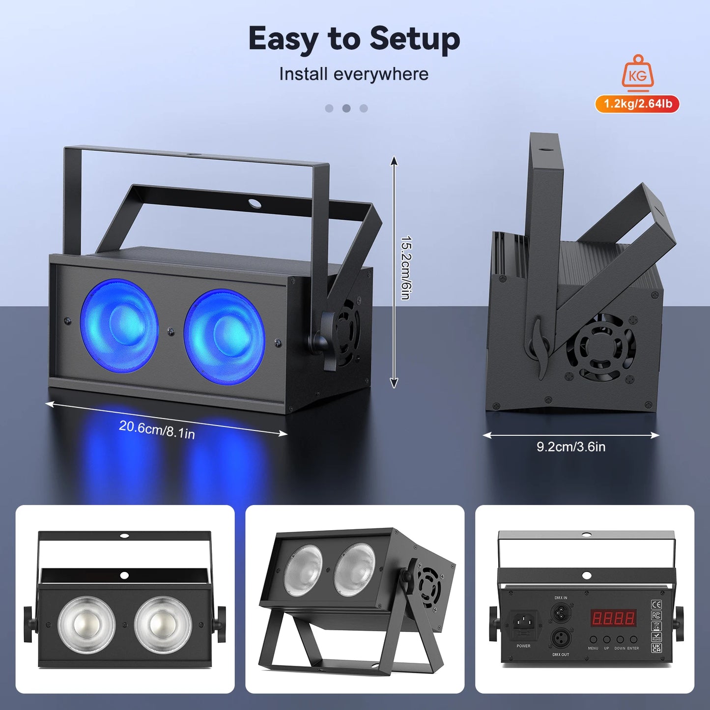 LED Par Lichtset – Podiumverlichting – DJ Verlichting – Feestverlichting – Theaterlampen – 4 Stuks EU Plug – 100W RGBW COB LEDs – DMX512 & Geluidsgestuurd
