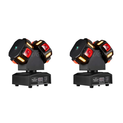 2PCS Double Head Moving Head – LED Beam Lamp – Stroboscoop Licht – Laser Projector – DJ Podiumverlichting – 8x12W RGBW LED – 150W Power Met 540° Pan & 360° Tilt