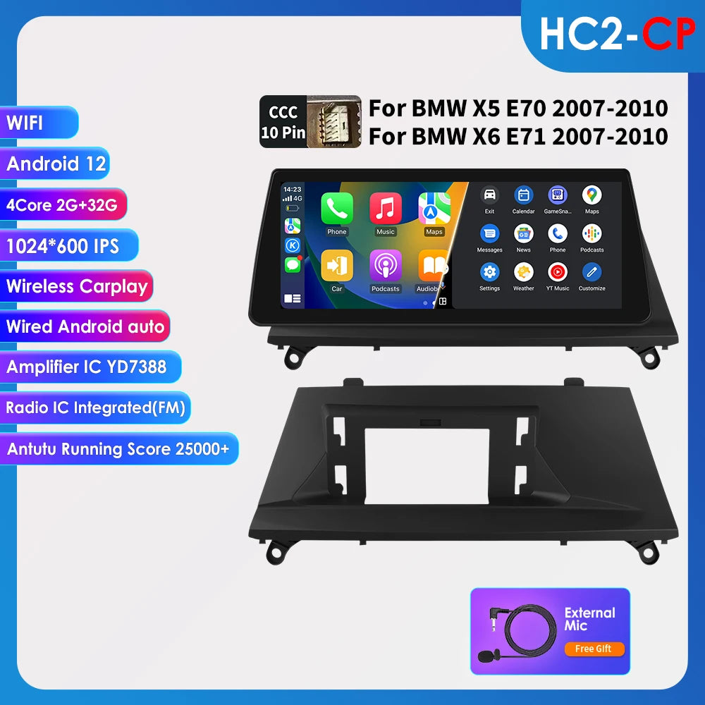 AI Intelligent Player 2 Din Android Car Radio Multimedia Video Player for BMW X5 E70 X6 E71 CCC CIC GPS Navi Carplay Auto 4G RDS