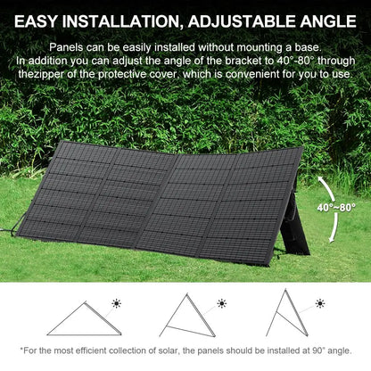 Zonnepaneel - Monokristallijn - Zonnepanelen - Draagbare stijve Zonnepanelen - Opvouwbaar & Lichtgewicht - 400W - IP65 Waterdicht - Voor Parallel & Serie Schakeling - voor Reizen - Camping