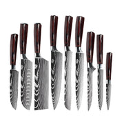 Keukenmessen - Knife set - Chef Knife - Knives - Kitchen Knife - Laser Damascus Roestvrij staal - Japanse Santoku - Vissnij-vleesmes - ABCDEFGHI-model