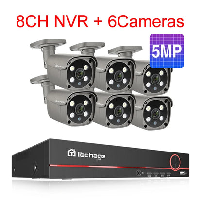Techage 8CH 8MP 5MP 4K POE Camera System Two Way Audio Colorful Night Smart AI Face Detection CCTV Video Surveillance Clearance - QUORE