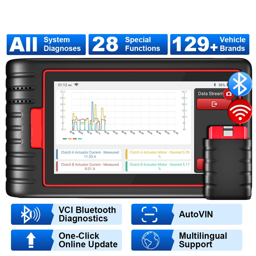 OBD2 Scanner - OBD - Diagnosecomputer - Storing Verwijderen - Uitleesapparatuur - Auto Uitlezen - Diagnose apparatuur voor auto's - met Volledige Systeemdiagnose & 28 Resetfuncties – Gratis Beveiligde Voertuigtoegang en Levenslange Updates