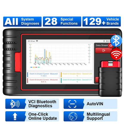 OBD2 Scanner - OBD - Diagnosecomputer - Storing Verwijderen - Uitleesapparatuur - Auto Uitlezen - Diagnose apparatuur voor auto's - met Volledige Systeemdiagnose & 28 Resetfuncties – Gratis Beveiligde Voertuigtoegang en Levenslange Updates