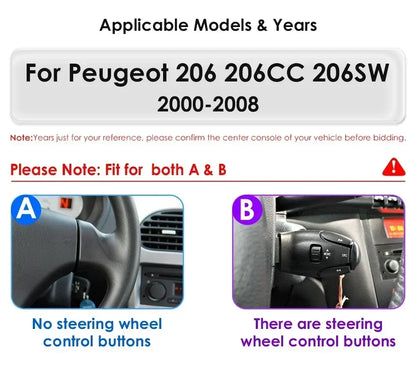 Auto Multimedia Speler - Voor PEUGEOT 206 206CC 206SW - 3GB32GB - 8 Core - Carplay Scherm - Navigatiesysteem Auto - Multimedia Autoradio - Zwart - QUORE