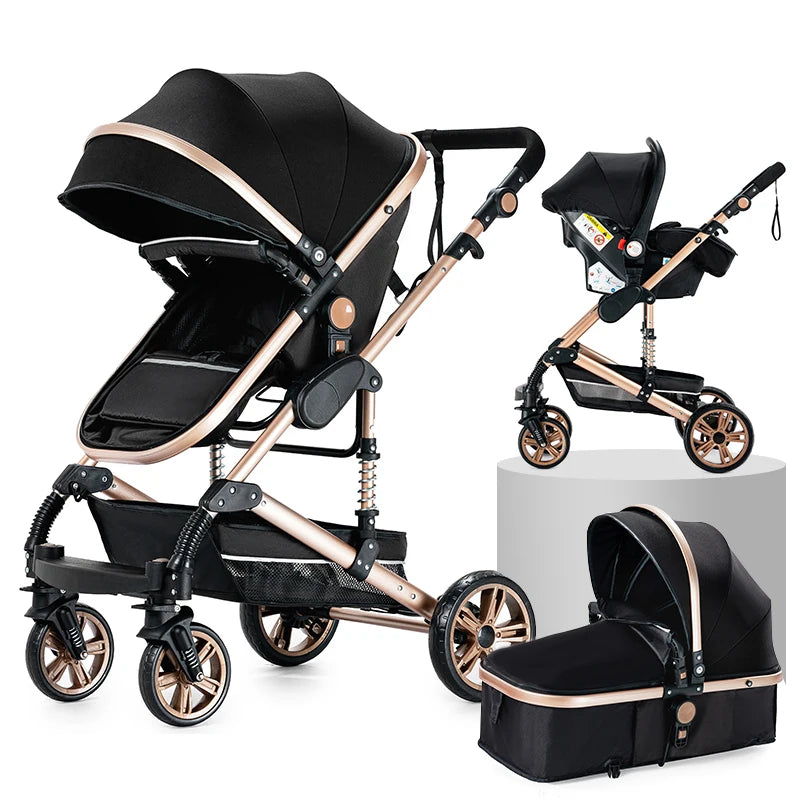 Baby High Landscape Lightweight Prams 3-in-1 Baby Stroller Travel System Carriages for Newborns Pushichair Car Seat Stroller