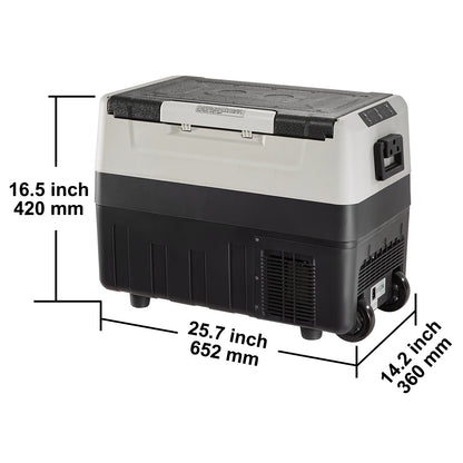 Mini koelkast - Auto koelkast - Draagbare Compressor Koelbox - Elektrische Vriesbox - met Wielen - Hendel - voor Camping - Auto - Vrachtwagen - Boot - 35L - 60W - 65.2 x 36 x 42 cm - Zwart/Wit