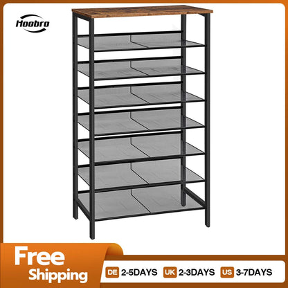 Schoenenkast – Schoenenrek – Schoenenopberger – Schoenenhouder – 8-Laags – Metalen Frame – Kantelbare Planken
