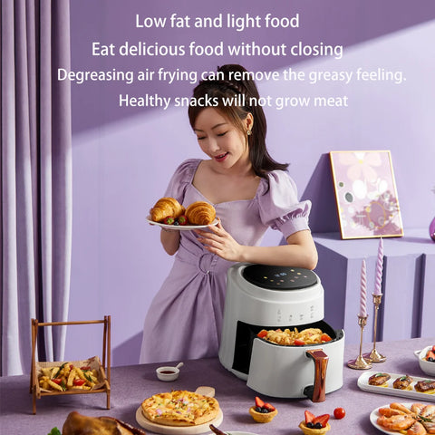 Airfryer - Grote Capaciteit - Inhoud 8L - Multifunctionele friteuse - Airfryer - Heteluchtfriteuse - Temperatuurregeling - 220-240V - Oven - Grill - Defrost Function - Zwart - QUORE