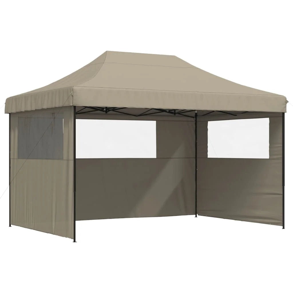 Tuinpaviljoen – Partytent – Opvouwbare Tent – Tuinkamer – Evenemententent – Outdoor Tent – met 3 Zijwanden - Waterafstotend Oxford Polyester – Stevig Gepoedercoat Staal - 410 x 279 x 315 cm - Bruin