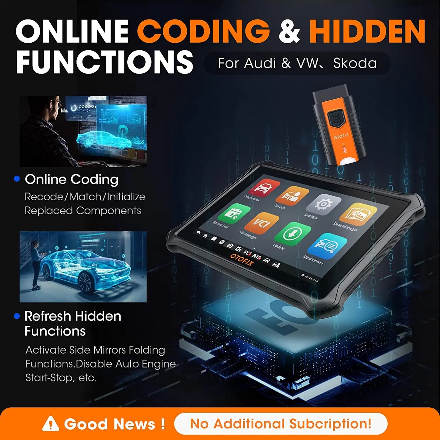 OBD Scanner - OBD2 - Auto Scanner - Auto uitlezen - Diagnose Apparatuur voor Auto's - Bluetooth - All System Diagnose - Bidirectionele OBD2 Scanner - 38+ Speciale Functies - ECU Online Coding - VAG Guided Functions - Voor Audi, VW, Skoda