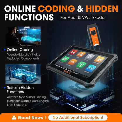 OBD Scanner - OBD2 - Auto Scanner - Auto uitlezen - Diagnose Apparatuur voor Auto's - Bluetooth - All System Diagnose - Bidirectionele OBD2 Scanner - 38+ Speciale Functies - ECU Online Coding - VAG Guided Functions - Voor Audi, VW, Skoda
