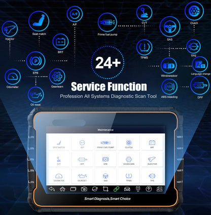 OBD2 Scanner - OBD - Diagnosecomputer - Storing Verwijderen - Uitleesapparatuur - Auto Uitlezen - Diagnose apparatuur voor auto's - met Volledige Systeemdiagnose & 24+ Resetfuncties – Geschikt voor ABS, SAS, TPMS en Meer – Geel