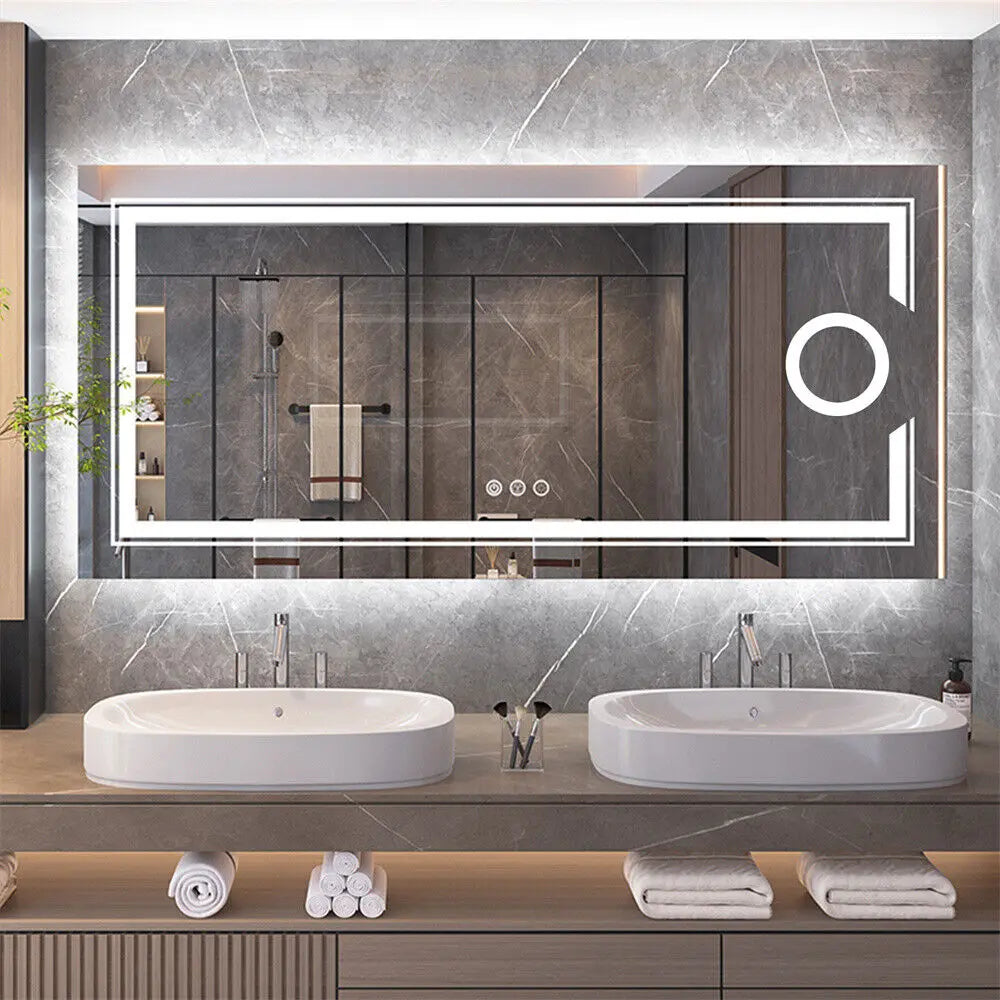Badkamer Spiegel - LED - Wandspiegel - Wandmontage Vergrotende Spiegel - voor Badkamer - Toilet - Douche - Make-up en Scheren - 70x90cm - 3 Lichtkleuren - Waterdicht