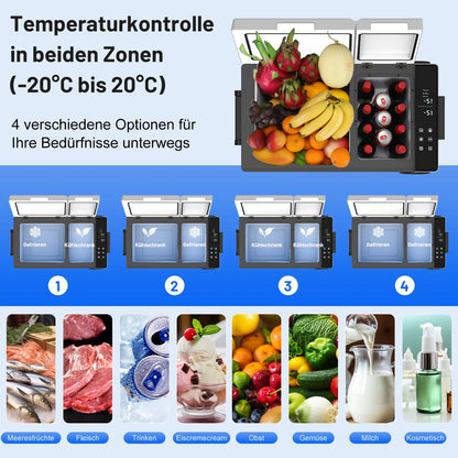Compressor Koelbox – Portable Koelkast – Camping Koelbox – Draagbare Vriezer – Outdoor Koelbox – Dual Zone Temperatuur – Energiezuinig & Stil - 55L