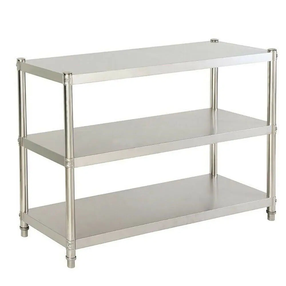 Roestvrijstalen Keukentafel - Keukens & Voorraadkasten - Gemakkelijk te Demonteren Tafel - Keukenplank voor Voorraadkasten - 3-Laags Werktafel & Opslagrek voor Restaurants - Zilver