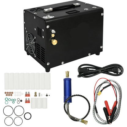 Luchtcompressor - Draagbare  Hogedrukluchtcompressor - Airpress Compressor - 300 bar - 4500Psi PCP - 120V - met 12V Voedingsadapter - Auto-stop - Scuba PCP-tank