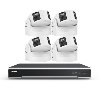Beveiligingscamera Set – Camerabewaking – Beveiligingsysteem – IP Camera – Turret Camera – 8 MP Resolutie – 180° Panoramisch Zicht
