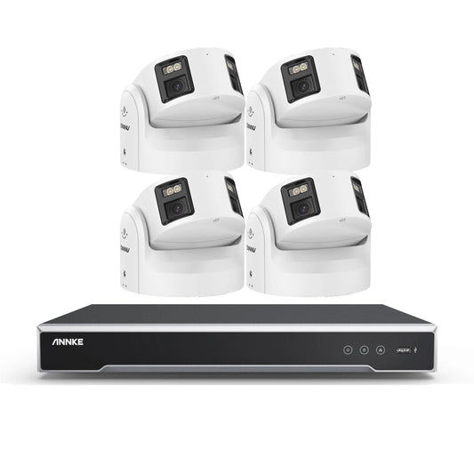 Beveiligingscamera Set – Camerabewaking – Beveiligingsysteem – IP Camera – Turret Camera – 8 MP Resolutie – 180° Panoramisch Zicht