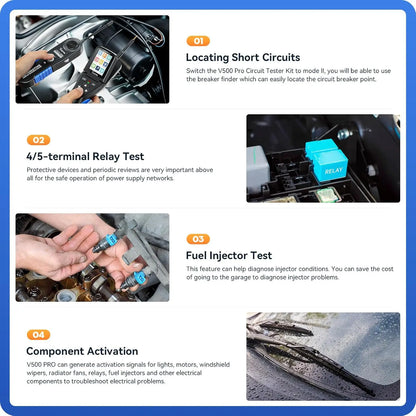 Automotive Circuit Tester – Circuitzoeker – Multimeter – Oscilloscoop – Injector Tester – Nauwkeurige Foutopsporing – 90° Draaibaar Scherm - QUORE