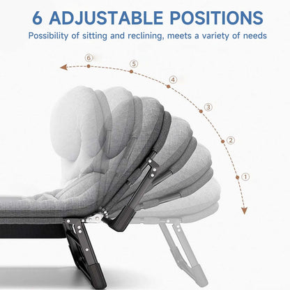 Outdoor Camping Vouwbed - Draagbare Lounge Chair met Verstelbare Rugleuning en Zacht Kussen - Multifunctioneel en Antislip - Gastbed voor Tuin en Kamperen