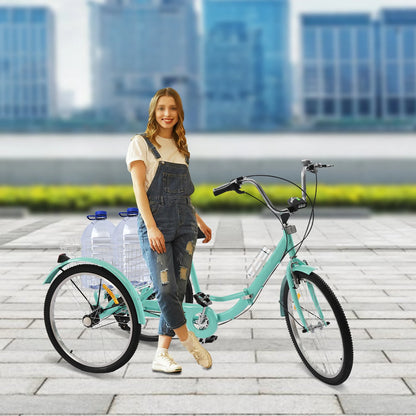 Driewieler Voor Volwassenen – Driewielerfiets – Drie Wielen – Stabiele Fiets – Stadsfiets – Hoogwaardig Koolstofstaal – 7 Versnellingen