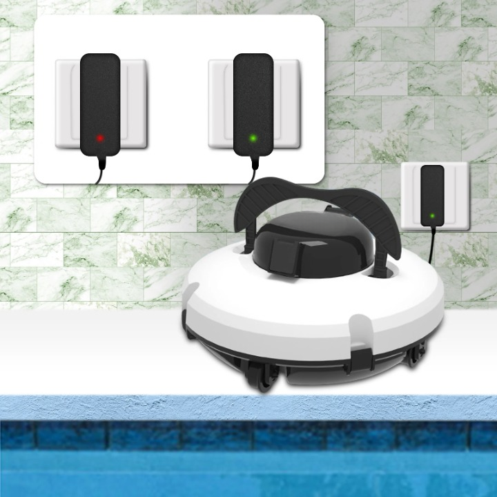 Zwembadstofzuigers - Zwembadrobot - Automatische en Draadloos Zwembadreiniger - met Automatisch Parkeren - Dubbele Motoren - voor Vlakke Grondzwembaden - 5200 mAh - 11.5V - 33 x 33 x 15 cm - Wit/Zwart