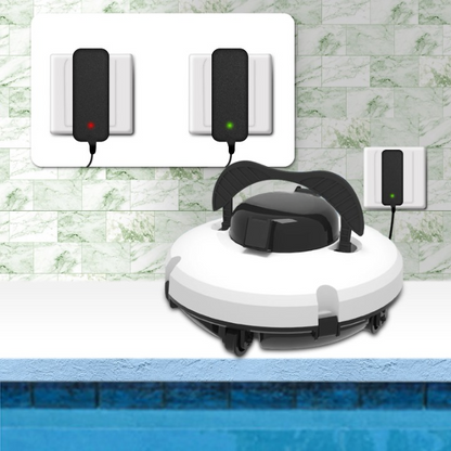 Zwembadstofzuigers - Zwembadrobot - Automatische en Draadloos Zwembadreiniger - met Automatisch Parkeren - Dubbele Motoren - voor Vlakke Grondzwembaden - 5200 mAh - 11.5V - 33 x 33 x 15 cm - Wit/Zwart