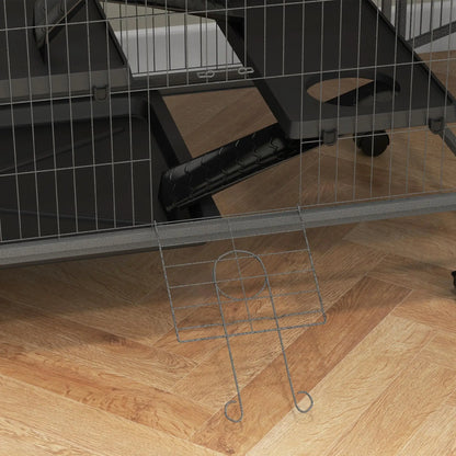 Multifunctional Small Animal Cage with 4 Platforms 3 Ramps 4 Doors Steel Grey Silver Black Size 80L x 52B x 128H cm