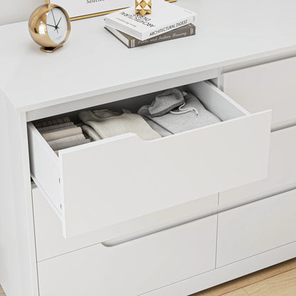 Ladekast 6 Lades – Ladekast Wit – Ladeblok – Opbergkast – Kast Slaapkamer – Modern Minimalistisch Design – Afmetingen 105x40x71 cm – Stevig MDF Metalen Rails - QUORE
