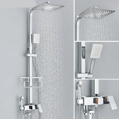 Regendouche - Douchekraan - Douchepaneel - Douche - 8 Inch Douchekop, Inbouw Wandmontage en Opbergplank - Chroom - QUORE