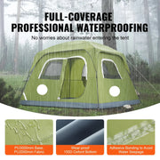 Tent - Strandtent - Kampeertent - 10 x 9 x 6.5 ft - voor 6 Personen - Waterdicht - Lichtgewicht - Backpacking Tent - Gemakkelijk Opzetten - met Deur en Raam - Groen