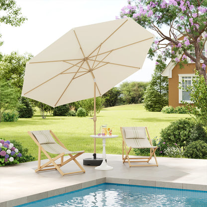 Parasol - Tuinparasol - Strandparasol - Zweefparasol - Balkon Parasol - Grote 300cm Buitenzonwering - met Draaikruk en UPF 50+ Bescherming - Beige