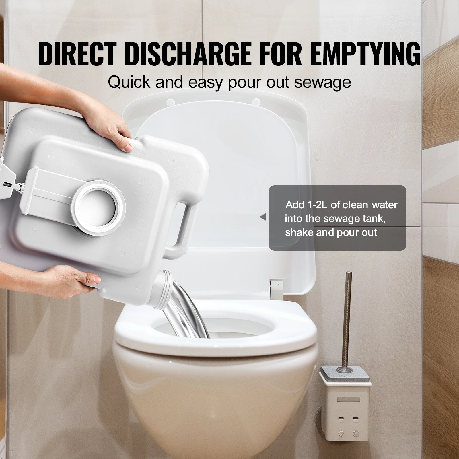 Camping Toilet - Porta Potti - Camping wc - Draagbaar Toilet - Portable Toilet - 3.2 Gal - Compact, Geurloos en Lekvrij Toilet met Drukspoeling - voor Kamperen en Outdoor Gebruik - Meeneembaar Toilet - Chemisch Toilet - QUORE