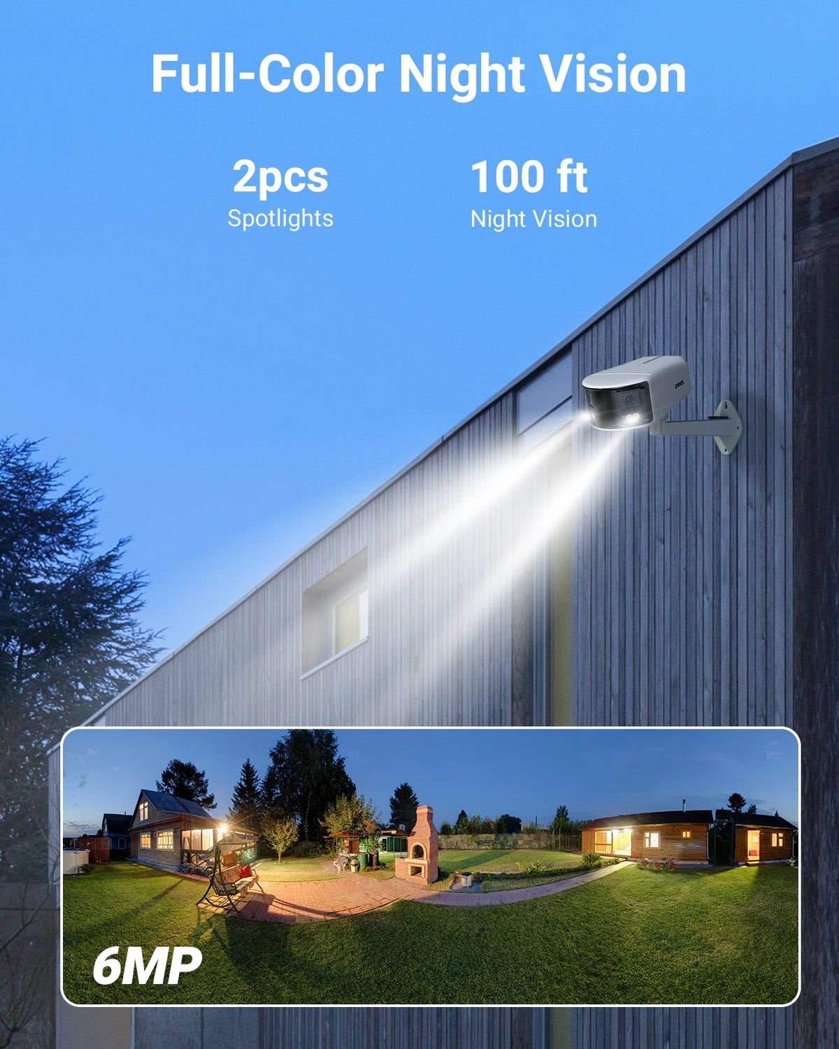 Beveiligingscamerasysteem - 6MP Camera - 2.8MM - Openlucht - CMOS - Bewakingscamera - AI-menselijke detectie -  Beveiligingscamera - 1 stuk - Wit - QUORE