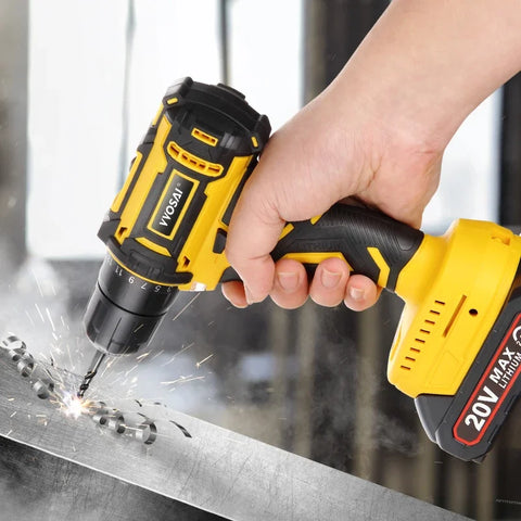 WS-7020-A2P - Cordless Drill - Cordless Drill - Drill - Electric Screwdriver - Cordless Drill - Incl. 2 Batteries - 20V - 60Hz - Yellow